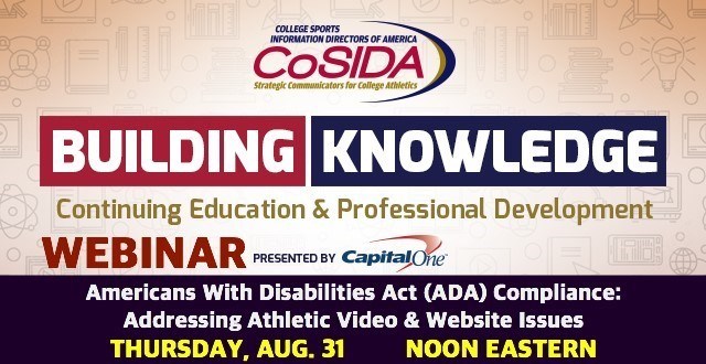 Save the Date: Thursday, Aug. 31 Webinar: ADA Compliance with Athletic Videos & Websites